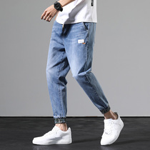 Official website flagship store summer thin toe jeans mens loose closing Haren pants Tide brand casual tooling nine points