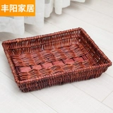 Плетеный ретро маленький настольный контейнер для закусок, маленькая корзина для хранения