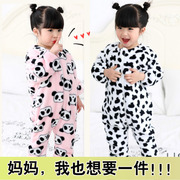 Childrens jumpsuits mùa thu và mùa đông dày flannel bé chống đá bởi nam và nữ quần áo nhà bé jumpsuit.