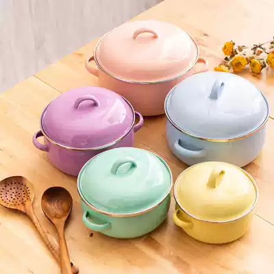 Tong porcelain l pot enamel pot large capacity 26cm soup pot induction cooker gas household binaural stew pot