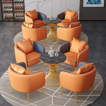 Light luxury style high-end hotel negotiation table and chair combination small round table Nordic reception sales office round table and chair combination