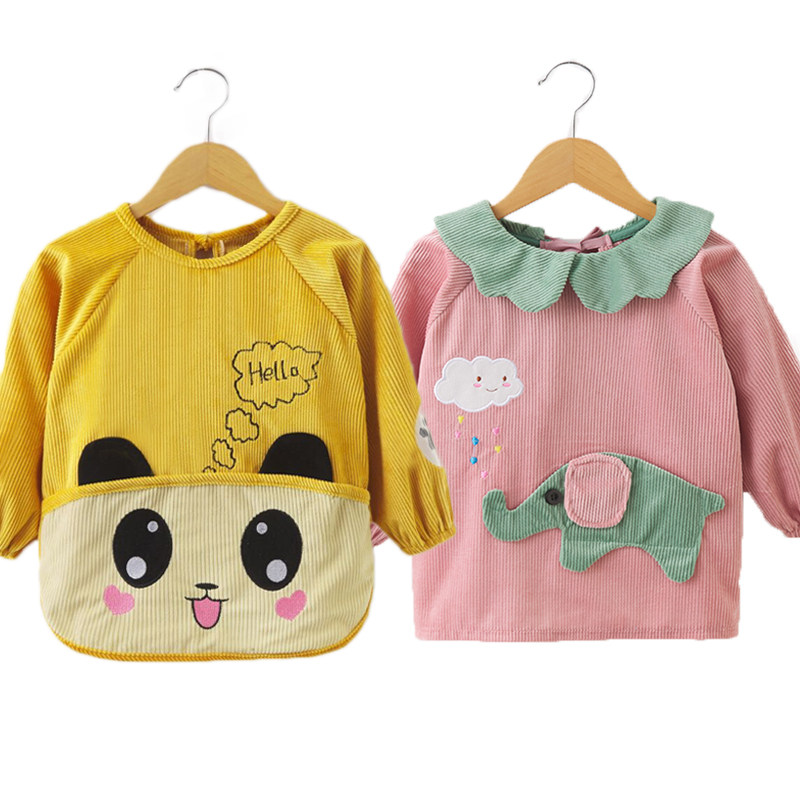 Baby Eating Hood Suit Crystal Suede Long Sleeve Waterproof Anti-Dirty Anti-Wear Autumn Winter Children Apron Baby Hooded Sweatshirt