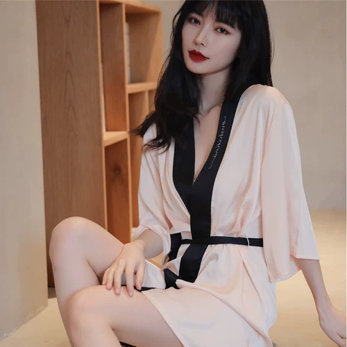 Мужской комплект, шелковая милая пижама, шелковый тонкий банный халат, коллекция 2023, эффект подтяжки