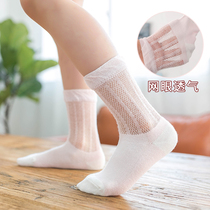 Thin girls  tube socks Summer mesh sweat-absorbing childrens socks Medium and large boy baby cotton socks 3-5-12 years old
