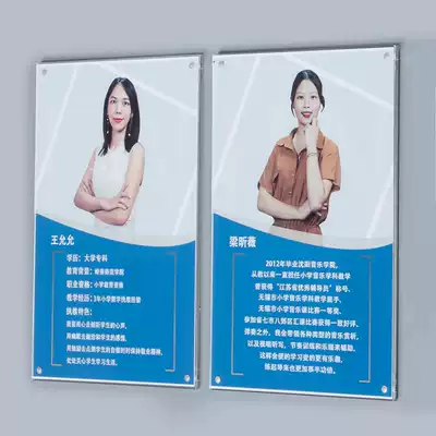 Acrylic photo frame teacher training institution display wall teacher introduction Logo Wall teacher style introduction photo wall
