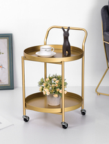 Removable small tea table Mini Nordic Living room headboard Small round table sofa edge a few with wheels cart golden corner a few