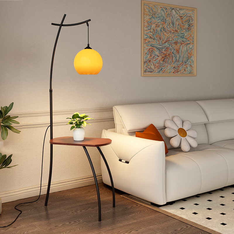 2023 new cream wind living room sofa-side rack floor lamp bedroom headboard atmosphere integral lamp table lamp-Taobao