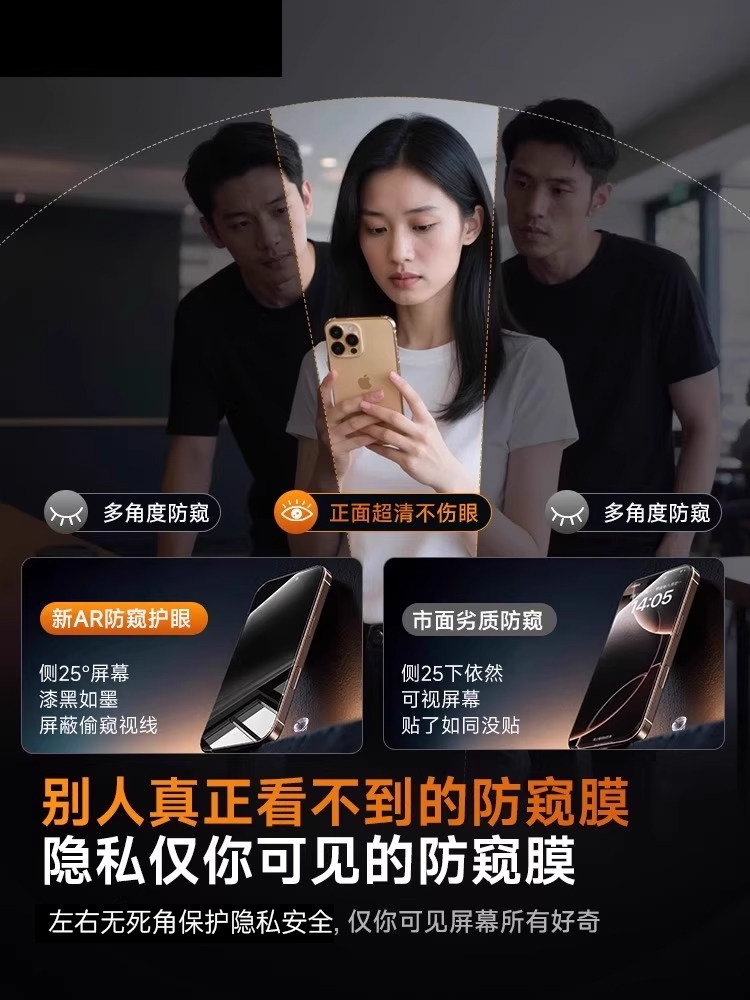 New Anti-Peep]Fivi Tempered Glass Screen Protector for Apple 17, iPhone 16 Pro Max, 15 Ultra-Clear, 13 Anti-Peep, 14 Anti-Fingerprint, 12 Full Coverage, Anti-Drop, Xr Eye Protection, Dust-Free Warehouse