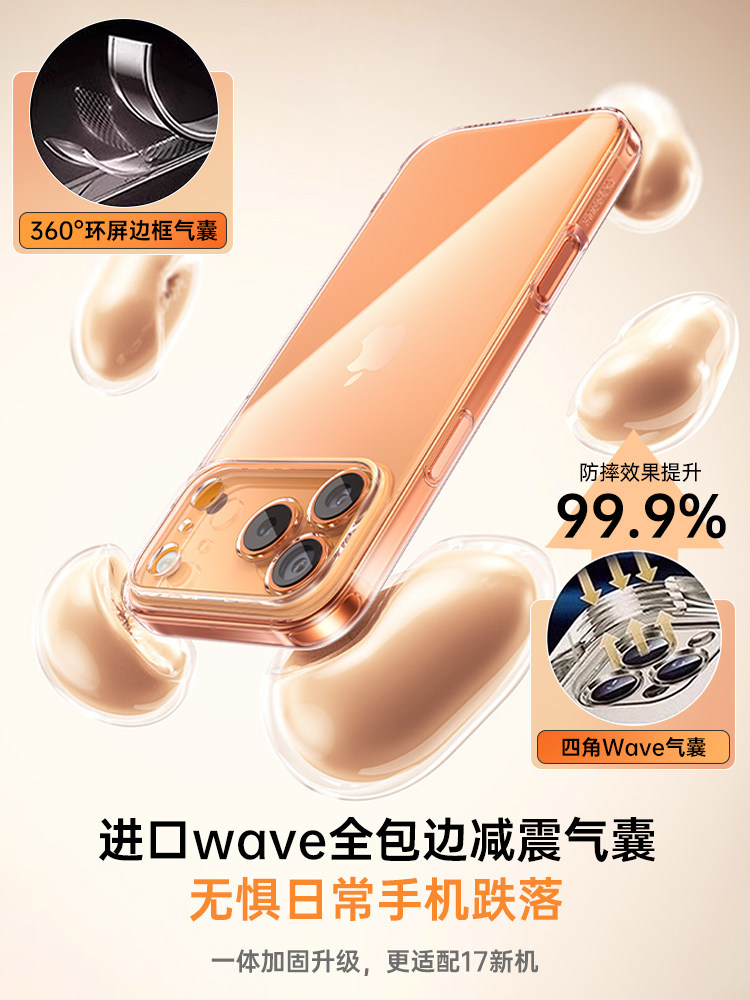 [New German Bayer]Fivi Suitable for Apple 17 Pro Max Phone Case iPhone 17 Anti-Drop 16 Transparent 15 Pro Protective Cover 13P Shell 14 Full Coverage Ultra-Thin for Men and Women Heat Dissipation 2026