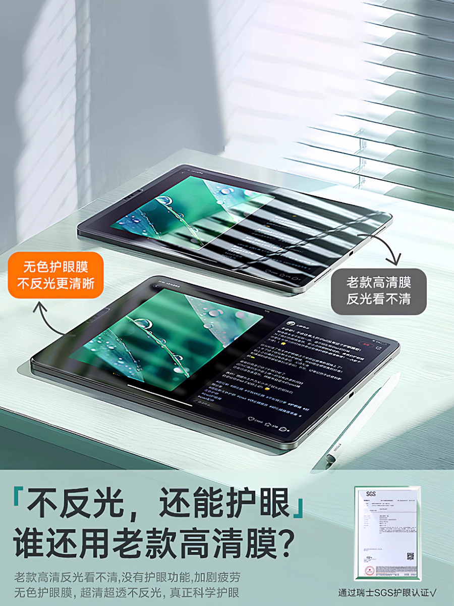 [New Hdar Top-Level Eye Protection]Fivi Tempered Glass Screen Protector for iPad 11, iPad Air 7/6, iPad Pro, Anti-Blue Light, 2025 Mini 7, Apple 11Th Generation 2024 Protective Film 10/ 9inch