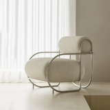 Одиночный диван-кресло в стиле Баухауз из нержавеющей стали, индивидуальное креативное вельветовое ретро-кресло особой формы в стиле ретро, минималистичный стул для отдыха