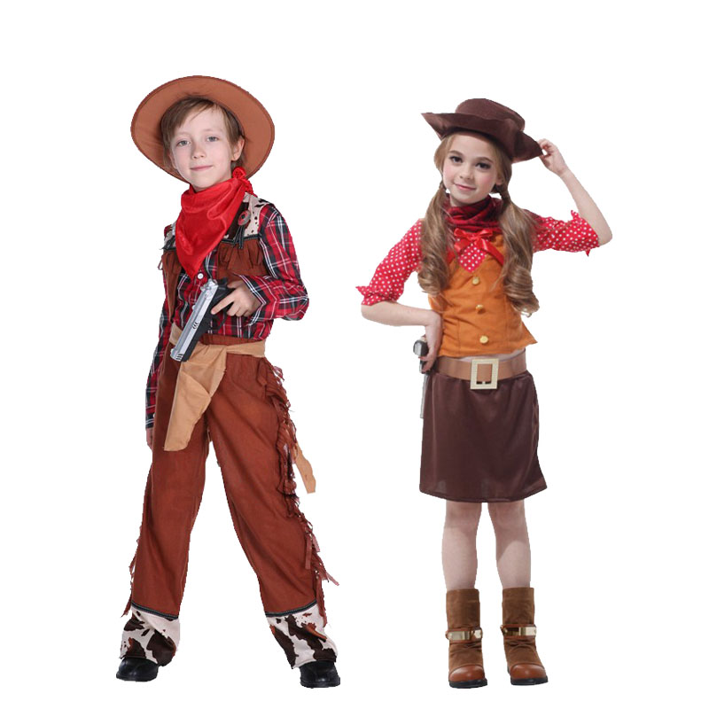 Halloween children's clothing 61 Ball performance Performance clothes boy girl cos western cowboy dress-Taobao