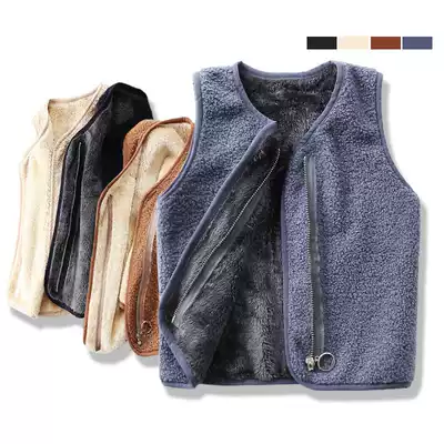 Snow bean Qi children's fleece plus velvet thickened vest boys autumn and winter one-piece velvet warm vest wear baby outside