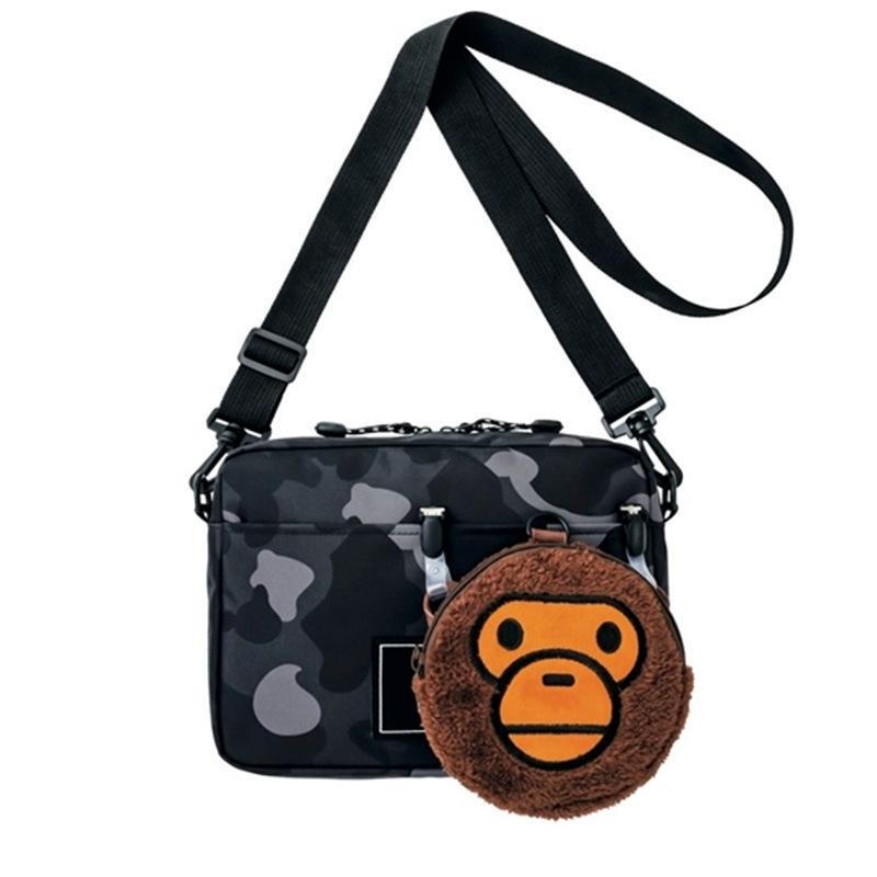 Japanese Magazine Supplement Bag, Trendy Brand Ape Camouflage Phone Bag, Single Shoulder Crossbody Bag, Monkey Head Coin Purse Two-Piece Set