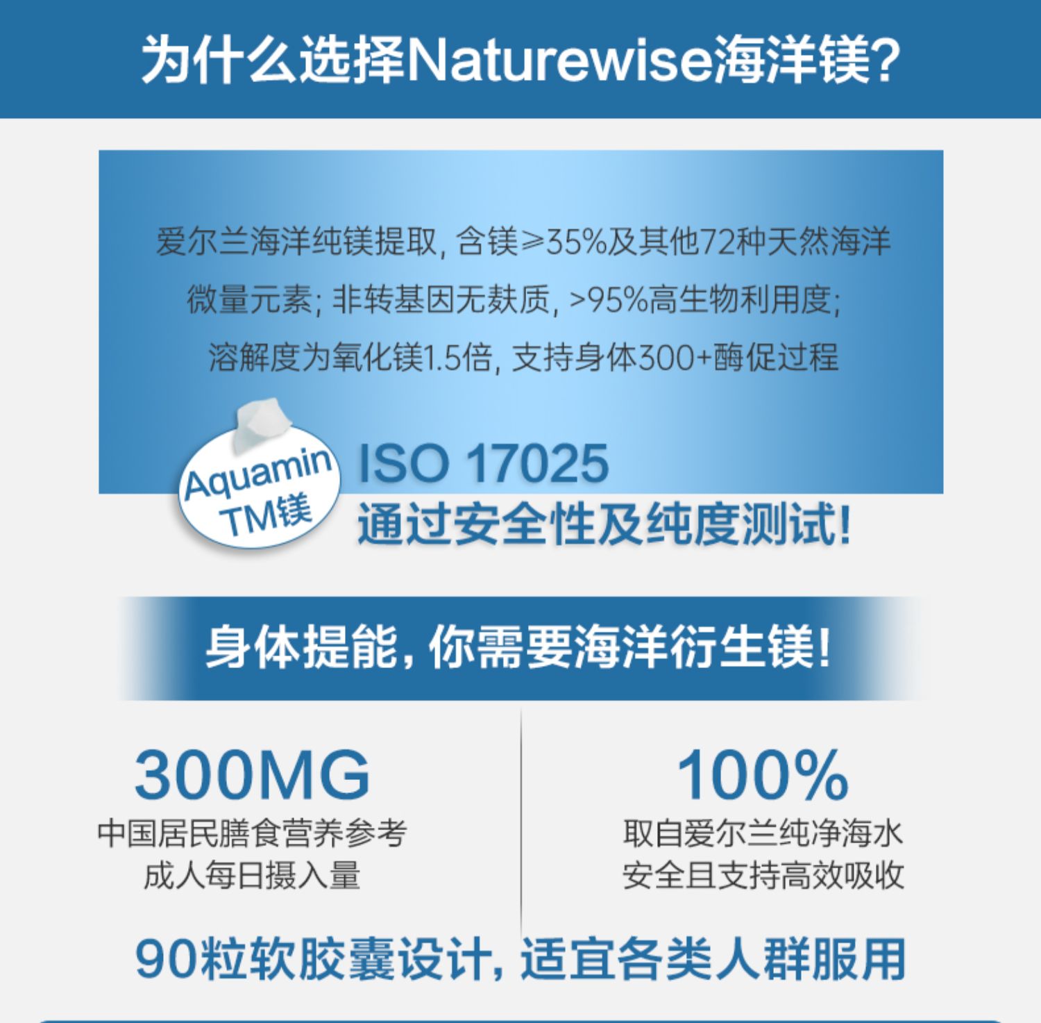 Naturewise海洋衍生镁元素补镁片