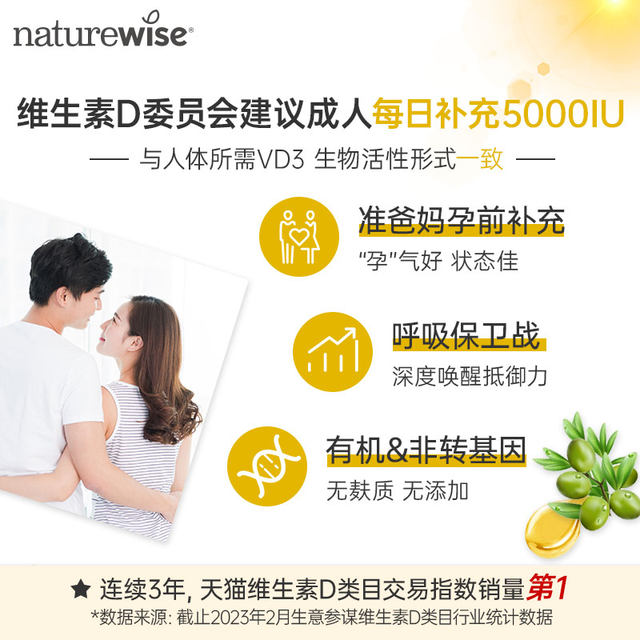Naturewise5000iu active 25 hydroxyvitamin d3 sunshine bottle for women pregnancy capsule vitamin 90 capsules