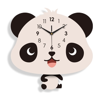 Suning.com Swinging Creative Panda Clock Home Cartoon Clock Childrens Room Living Room Wall Clock Free of Punch 2129