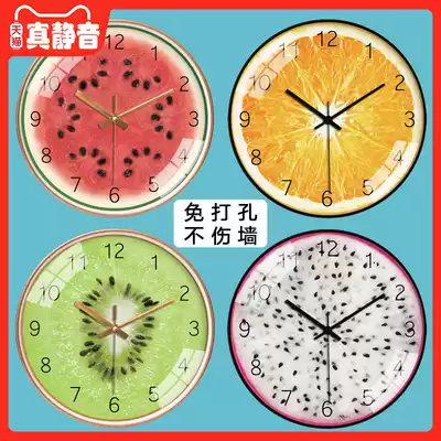 Cartoon fruit dining room modern simple home Cute watermelon orange kiwi fruit wall clock living room personality creative clock