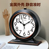 Light Luxury Ornaments, Retro Silent Alarm Clock, Metal Living Room Clock Ornaments, Desktop Table Clock