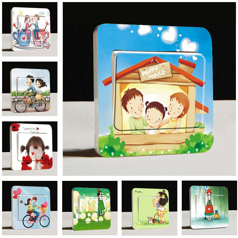 Flower Cartoon Pvc Switch Sticker Switch Sticker Creative Personality Minima Family Switch Sticker Painting Wall Sticker Home