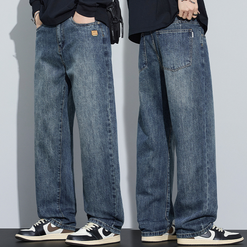 Spring and Autumn Stretch Jeans for Men, American Retro Style, Loose Straight-Leg, Durable Workwear, Casual Long Pants for Men Spring and Autumn Stretch Jeans for Men, American Retro Style, Loose Straight-Leg, Durable Workwear, Casual Long Pants for Men