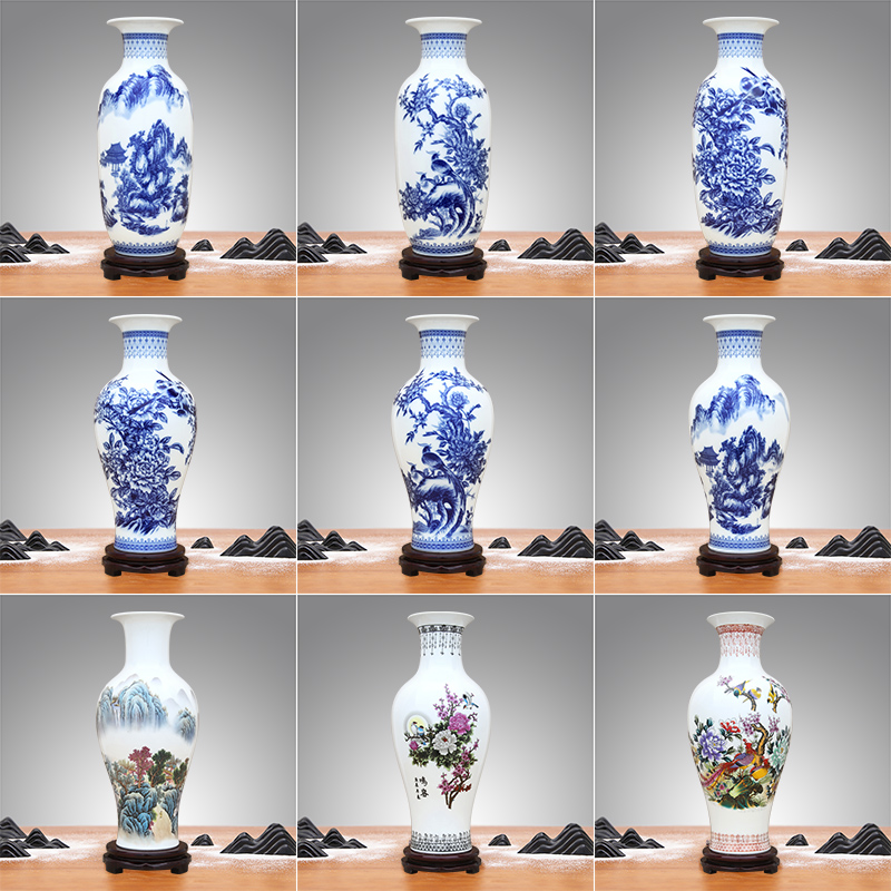 Jingdezhen ceramics archaize large blue and white porcelain vase furnishing articles home sitting room lucky bamboo flower arrangement craft ornaments