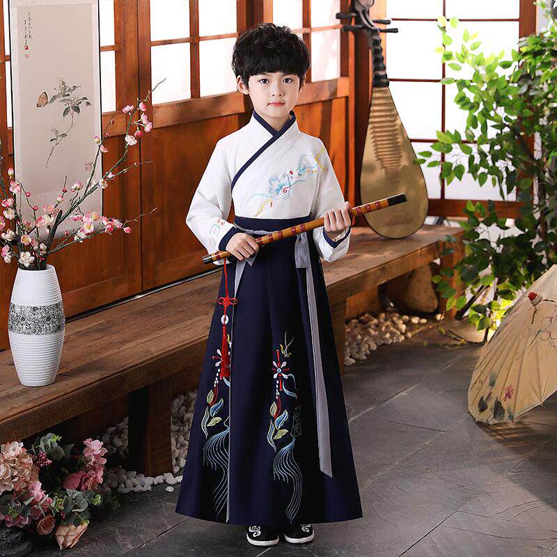 Child Han clothes boy National school clothes girl ancient dress jacket dress baby Tang fit Spring and autumn Primary school Children's Three Words Acted Out
