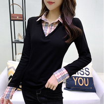 Shirt Woman Design Sensation Little Crowd 2021 Spring Dress New Fashion Ocean Gas Fake Two Cardigan Blouse 100 Hitch Undershirt