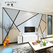 TV background wall wallpaper non-woven fabric Wall cloth Living room Nordic style ins net red geometric 8d film and TV mural 3d