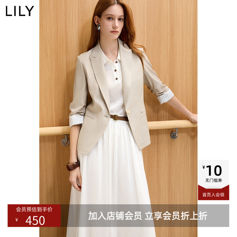 Lily2026 New Summer Women's Clothing Lyocell Linen Blend Old Money Style Pleated Three-Quarter Sleeve Commuter Blazer Lily2026 New Summer Women's Clothing Lyocell Linen Blend Old Money Style Pleated Three-Quarter Sleeve Commuter Blazer