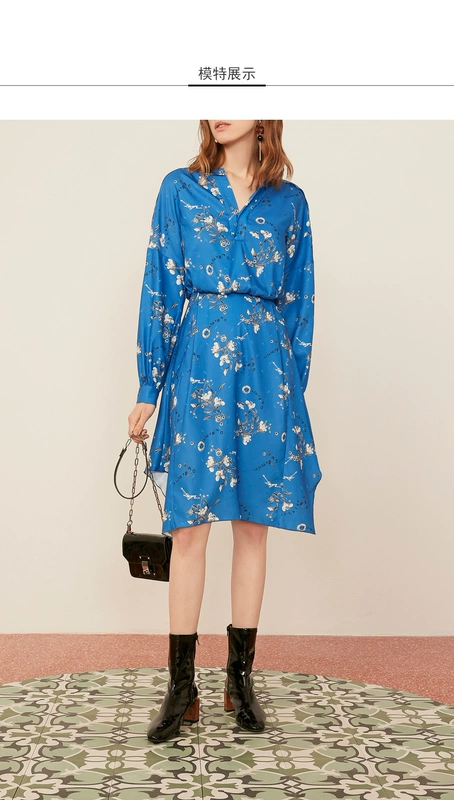 Lily Women kinh doanh không thường xuyên in hoa eo - Váy eo cao