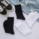 ຖົງຕີນສີດໍາຂອງແມ່ຍິງກາງ-calf socks ins trendy stockings solid color thin summer version Korean ulzzang men's long tube white summer