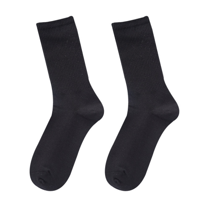 ຖົງຕີນສີດໍາຂອງແມ່ຍິງກາງ-calf socks ins trendy stockings solid color thin summer version Korean ulzzang men's long tube white summer