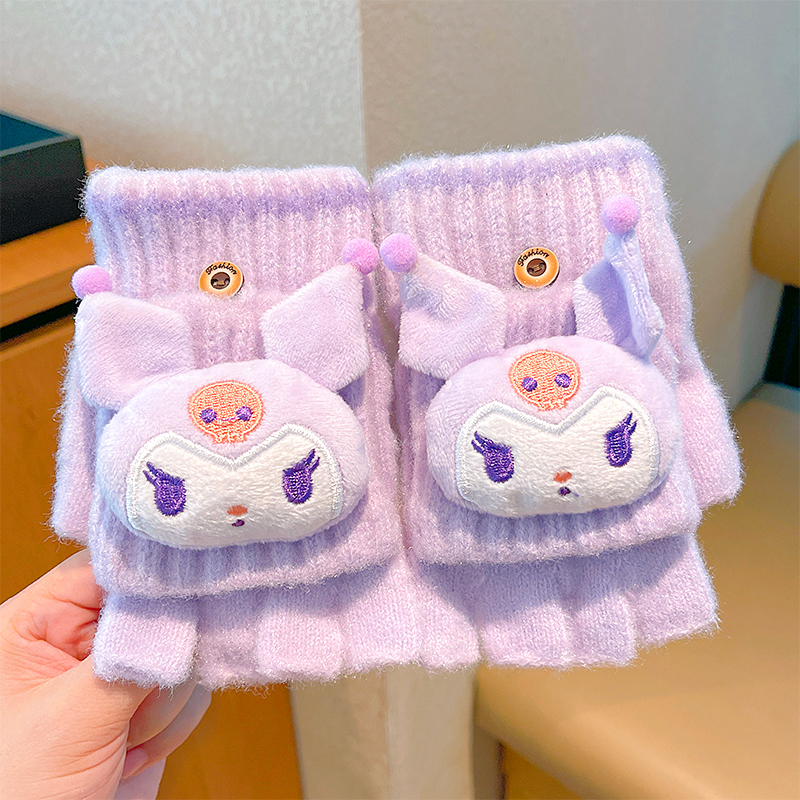 秋冬ベビー暖かいフリップ手袋女の子子供用立体クーロミ冬不凍液指5本指手袋新品