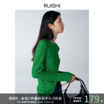 RUISHI FASHION When its trendy to fold down 100 lap collar for skinny blouses woman jersey undershirt spring and autumn slim fit