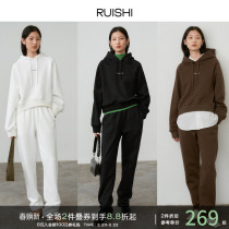 RUISHI Richter Athflow wind display slim pure cotton Lions Hood Clothing Women Sports Casual Pants Suit Autumn Winter