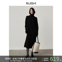 RUISHI Reuding warm upgrade Animals suede wool sweater Lazy Wind Heaps Pile Up High Collar Knit Dress Children Autumn