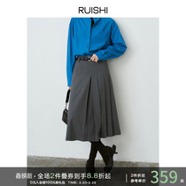 RUISHI Richter (blogger hominin) retro 100 lap design plexigu with low waist over a knee and a half-body skirt