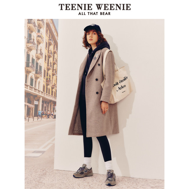 TeenieWeenie Bear Ole Sheep Wool Woolen Coat ແມ່ຍິງດູໃບໄມ້ລົ່ນແລະລະດູຫນາວໃຫມ່ຂອງແມ່ຍິງ Woolen Coat ກາງ-ຍາວ