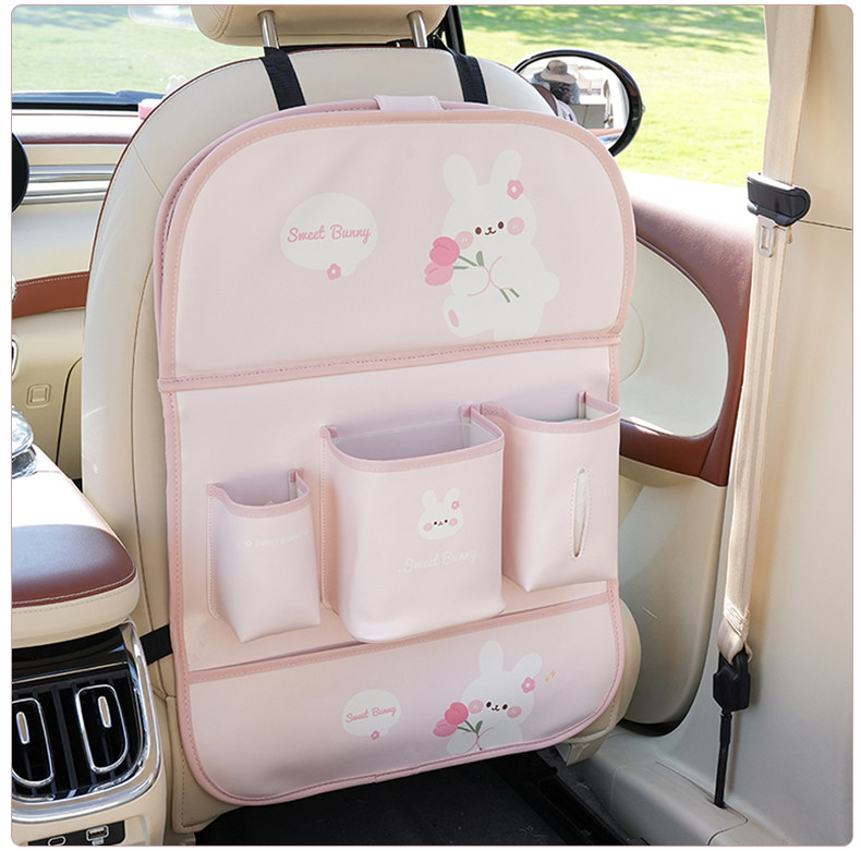 Car Seat Back Storage Hanging Bag Car Storage Box Car Rear Anti-Kick Pad Foldableing Small Table Storage Rack