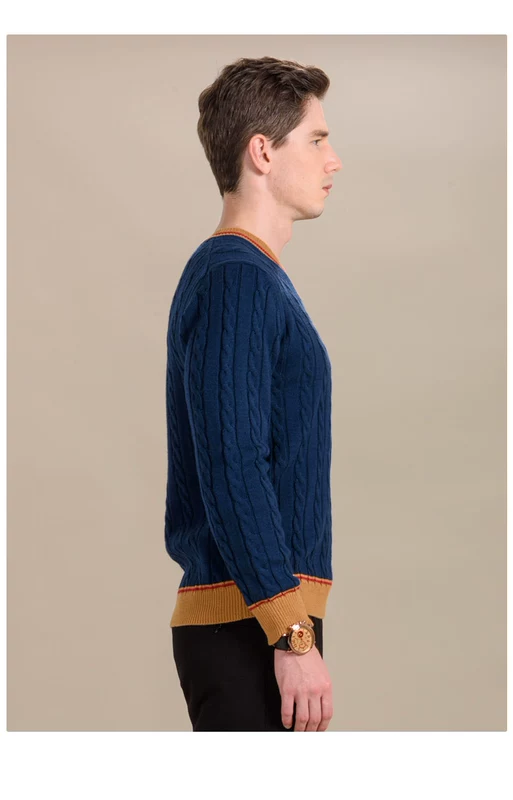 Áo len mùa thu và mùa đông nam V-cổ thanh niên dày phần áo len mỏng giản dị - Kéo qua