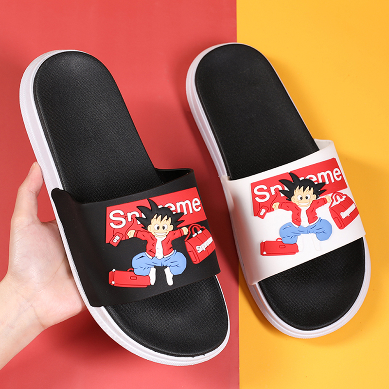 Slippers male summer home Mandarin duck lovers shoes cartoon Sun Wukong soft bottom stepping on the feeling anti-slip tide casual word drag