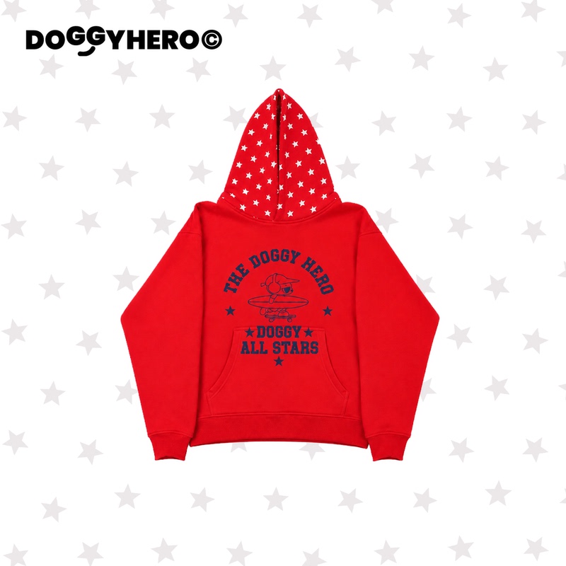Doggyhero Dog Print Hooded Fleece Sweatshirt for Men and Women, Loose Yellow Star Hoodie, Trendy Top Doggyhero Dog Print Hooded Fleece Sweatshirt for Men and Women, Loose Yellow Star Hoodie, Trendy Top
