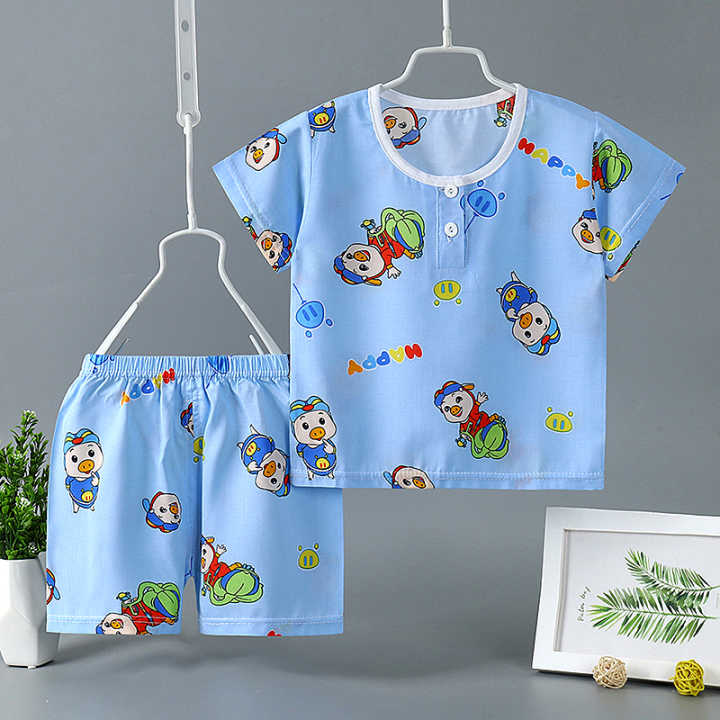 quần áo trẻ em trai và trẻ em gái mùa hè trẻ em mỏng lụa vest bé bông lụa pajama trẻ em mùa hè không tay bộ.