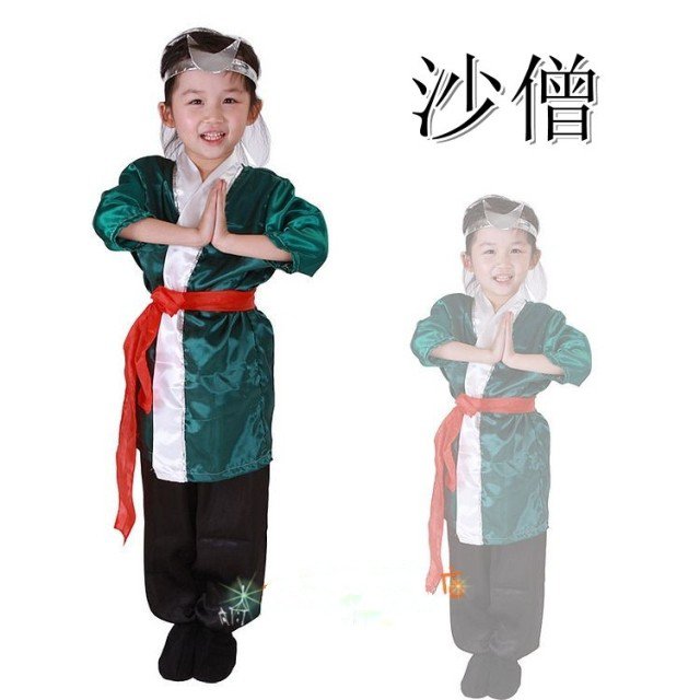 Tây Du lịch Nhân vật Performance phục Sand Monk Monk Costume Sand trang phục Props Một bộ đầy đủ quần áo hiệu suất tu sĩ cát cho trẻ em.