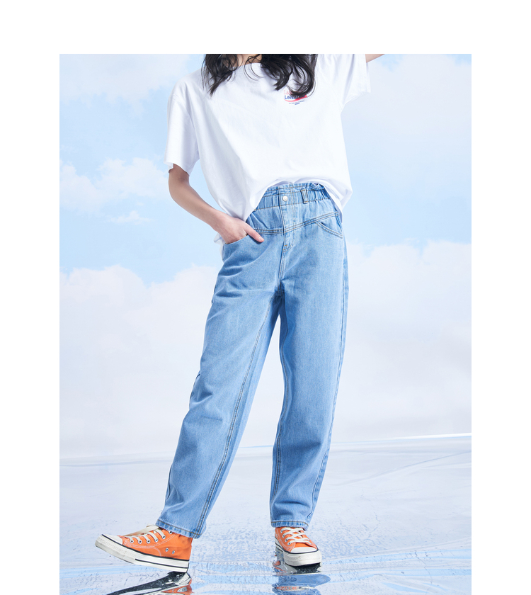 CoCoTree 棵棵树童装  女童高腰款宽松舒适阔腿牛仔裤 图4