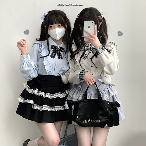 Киттибксллет Оригинальная [Розовая стена] Кружевая отворотная рубашка