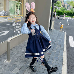 Girl Preppy style Dress Autumn Clothes 2025 New arrival Rabbit Police Clothes kids Foreign-style Baby Princess Skirt
