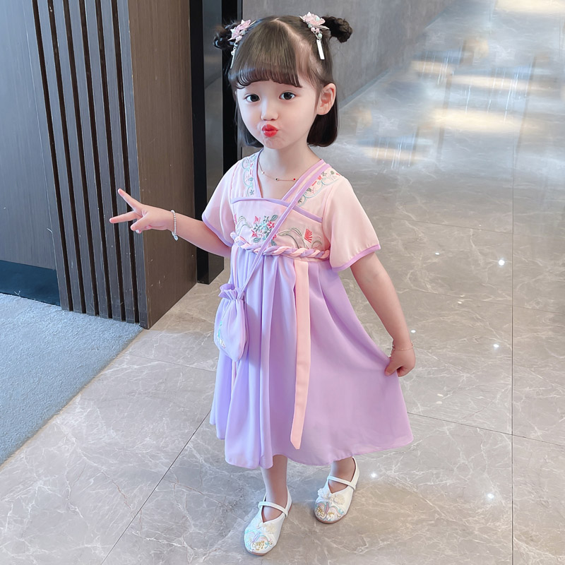 Han dress girl summer dress baby summer air thin dress children baby baby's baby's baby's flaggown old dress