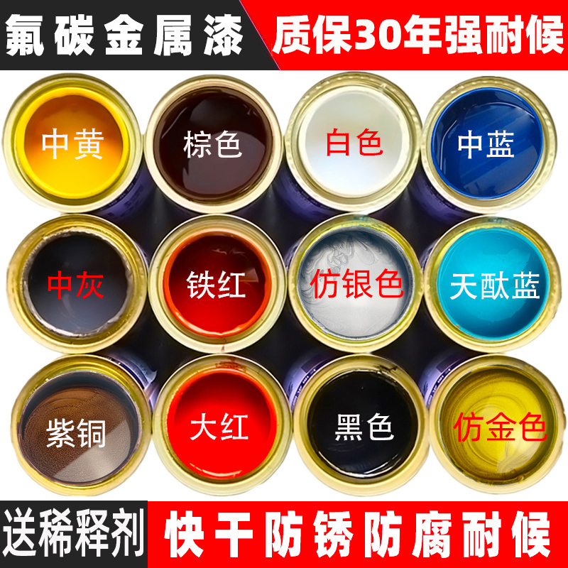 Fluorocarbon Paint, Metal Paint, Outdoor Anti-Rust Paint, Anti-Corrosion Paint for Railings, Iron Doors, Stainless Steel, Galvanized Pipes, Black and Gold Special Paint